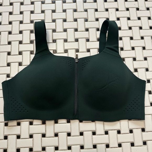Women's Dark Green Zip-Front Bra - Picture 1 of 7